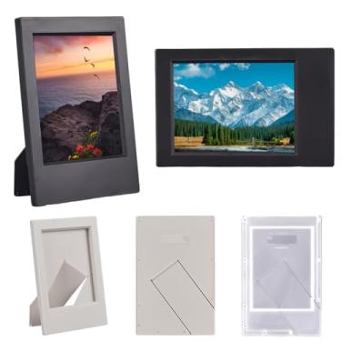 Imagem de SOFPLATE Pacote com 6, 3 cores, 6 x 9 cm, porta-retratos cinza, mini pequeno, transparente, retângulo, filme, suporte de pôster, suporte para fotos para mesas, exibição de mesa, arte e festa de