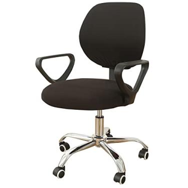 Imagem de MIFXIN Capa Elástica Para Cadeira De Escritório E Computador, 2 Peças, Protetor Universal Assento Mesa Tarefas, Giratório (Preto)