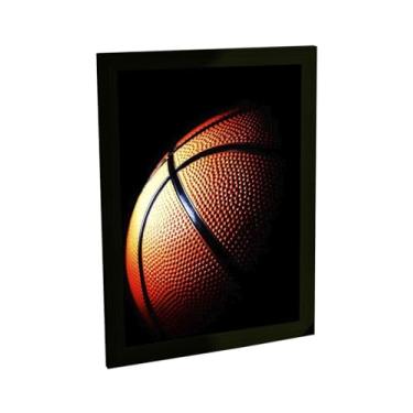 Imagem de Quadro Decorativo Basquete Ilustração Close Bola Luz Decoração Poster Quarto Sala