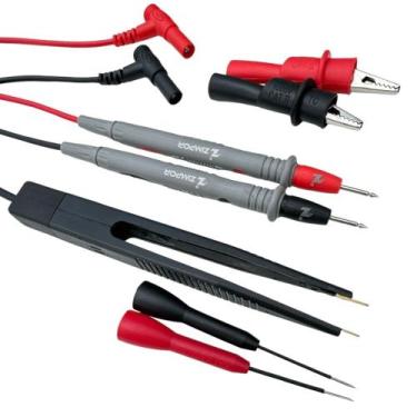 Imagem de Jogo Cabo Multímetro Ponta Agulha Jacaré Fina Fonte Bancada - ZIMPOR