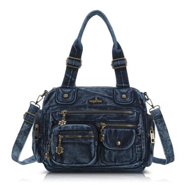 Imagem de Angel Kiss Bolsas grandes para mulheres, bolsa Hobo com vários bolsos, bolsa de ombro de couro macio, Jeans azul