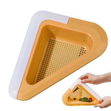 Imagem de Cesta de drenagem de pia triangular, rack de cesta de filtro de pia triangular, prateleira de pia de design de furo preciso para áreas de trabalho, banheiros, salas de artesanato, cozinhas