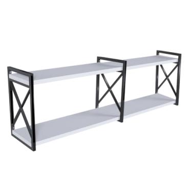 Imagem de Prateleira X Estilo Industrial Moderna, Funcional e Resistente Ideal para Organização e Decoração de Ambientes – Bimove (M. Branco/S. Preto, 90x20)