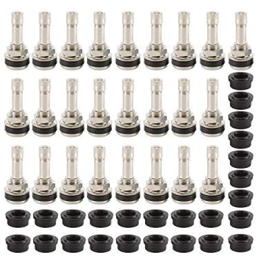 Imagem de NovelBee Pacote com 25 hastes de válvula de metal TR416 Montagem externa serve para furos de aro de 1,2 cm e 1,6 cm