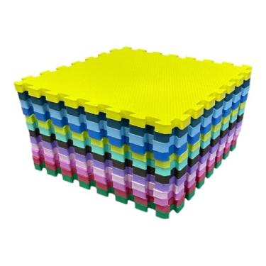 Imagem de Kit 20 Tapete Tatame Eva + Bordas de Acabamento Loja da Maria 50x50x2cm 20mm colorido