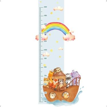 Imagem de Adesivo Régua de Crescimento Infantil Tema Arca de Noé Lavável Seguro Fácil Aplicação Quarto Bebê Menino Menina Kids