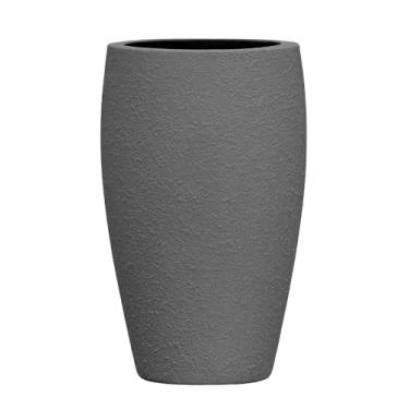 Imagem de Vaso Fibra De Vidro Texturizado Atenas P 52cm Decorativo (Cinza Escuro Fosco)