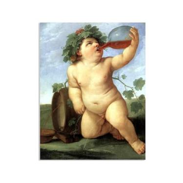 Imagem de Zeichn8u Pinturas famosas em tela, bebendo baco, pôster, reproduções de pintura a óleo, tela giclée, arte de parede para sala de estar, escritório, presentes apenas em tela 100 x 70 cm (33 x 28 pol.)