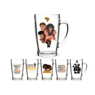 Imagem de Jogo 2 Copos Americanos Vidro Personalizado Mês da Consciência Negra Ancestralidade Alta Qualidade Não Desbota 190ml Ideal Para Colecionar Presentear (BRASIL)