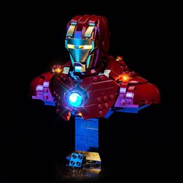 Imagem de BrickBling Luz LED compatível com Lego Iron Man MK4 Busto, kit de iluminação criativa compatível com Lego 76327 - não vem com modelo (versão clássica luz)