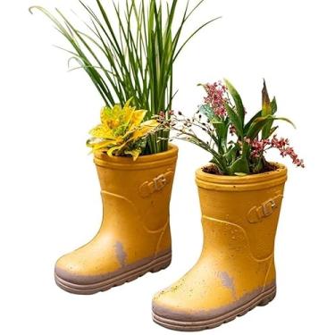 Imagem de Plters Para Plts Botas De Chuva Escultura Plter Vasos De Jardim Vaso De Flores Vasos Exclusivos Para Plts Vaso De Flores Vasos De Jardinagem, Yellow, 1 pair