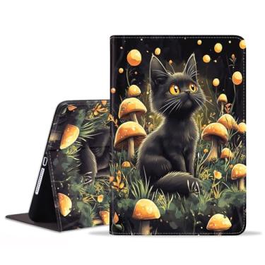 Imagem de FQTBCEARI Capa para Samsung Galaxy Tab S9 FE 5G 10,9 polegadas/Galaxy Tab S9 11 polegadas (2023), capa fina de couro PU com suporte para despertar/hibernar automaticamente, gato preto
