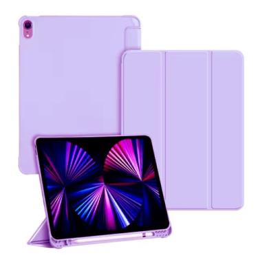 Imagem de Capa Case para iPad Air 4 e iPad Air 5 Forro Aveludado com suporte para Pencil Auto Hibernação 10.9 Polegadas Premium (LILAS)