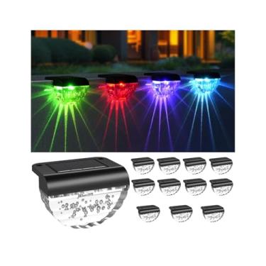 Imagem de Melunar Pacote com 12 luzes solares para deck ao ar livre, luzes solares à prova d'água para exterior, quintal, pátio, jardim, piscina, trilhos, escadas, cerca (mudança de cor)