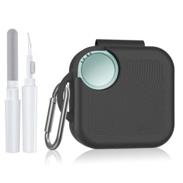 Imagem de POZCIS Capa para CMF Buds 2 Plus/CMF Buds 2 / CMF Buds Pro 2, capa protetora de silicone macio antiarranhões à prova de choque com mosquetão e kit de limpeza conjunto de acessórios (preto)