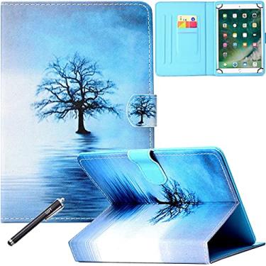 Imagem de Capa universal para tablet de 9 a 10,5 polegadas, capa fólio Newshine de couro PU para iPad 9,7 2017/2018, Galaxy Tab S2/S3 9,7, Amazon Kindle Fire HD 10 e outros modelos 9,7 10,1 10,5 - Árvore azul