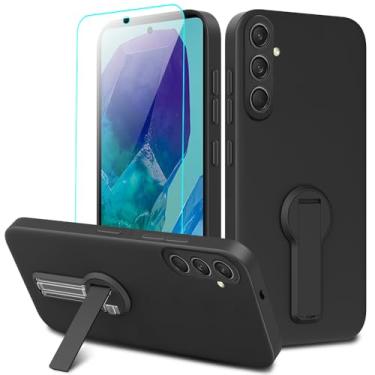 Imagem de Nijiadi Capa para Samsung Galaxy M55 5G com Protetor de Tela de Vidro e Suporte Ajustável 360° - Preta
