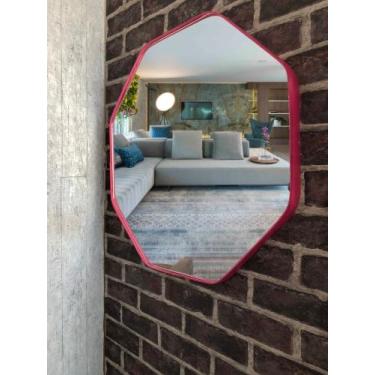 Imagem de Espelho Decorativo Sextavado sem Alça 60 cm - Landi, Rosa