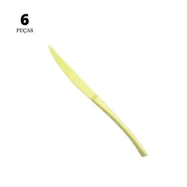 Imagem de Conjunto de 6 Facas para Mesa Wolff Berna de Aço Inox Champanhe Fosco