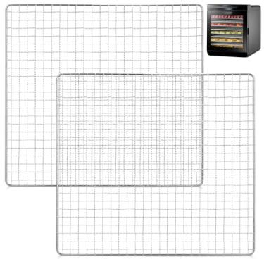 Imagem de Baderke Bandejas desidratadoras de 33 x 30 cm compatíveis apenas com CP267-FD Telas de malha de secagem de desidratador de aço inoxidável bandeja de aço inoxidável para secar frutas alimentos (2 peças