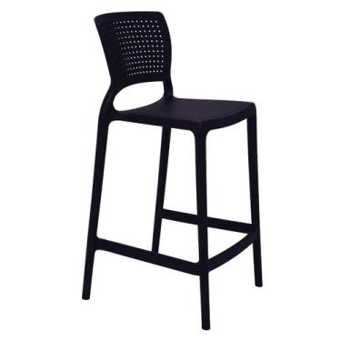 Imagem de Banqueta para Cozinha Alta Tramontina Safira Preta em Polipropileno e 