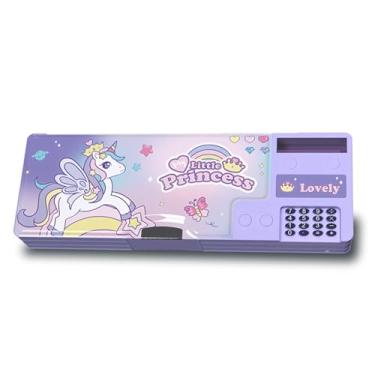 Imagem de Ristpal Estojo Multifuncional Pop-Up Para Meninos E Meninas Com Calculadora, Apontador, Caixa Fofa Material Escolar, Organizador De Papelaria, Melhor Presente Aniversário Crianças (Roxo)