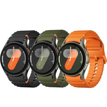 Imagem de Pulseira esportiva para Samsung Galaxy Watch 7 de 40 mm e 44 mm, pulseira de silicone macio sem lacunas para Galaxy Watch 6 5 4 FE de 40 mm e 44 mm/Galaxy Watch 6/4 Classic de 47 mm, 43 mm, 46 mm e 42