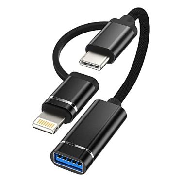 Imagem de Cabo OTG Dongle USB fêmea para USB C Lightning macho conversor tipo 3.0 adaptador Thunderbolt porta câmera cabo mouse adaptador compatível com Samsung para iPhone 14 13 12 Pro X 8 7 Plus para Apple