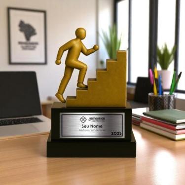 Imagem de Troféu Rumo ao topo - Pessoa subindo escada - 4 Dimension, 10 unidades