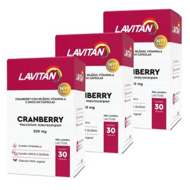 Imagem de Kit 3 Lavitan Cranberry 500mg Com Vitamina A Zinco e Selênio - CIMED, 