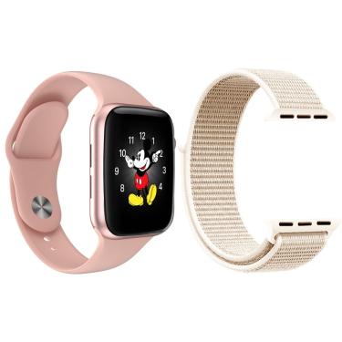 Imagem de Kit 1 Smartwatch Rosa + 1 Pulseira Extra Nylon Rosa Vintage