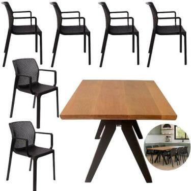 Imagem de Mesa Jantar 2,00x1,00m Tampo Madeira 6 Cadeiras Cozinha Sardenha Polip