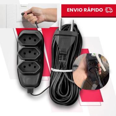 Imagem de Extensão Elétrica 10 Metros + Adaptador de Tomada - Bivolt 110/220 10A