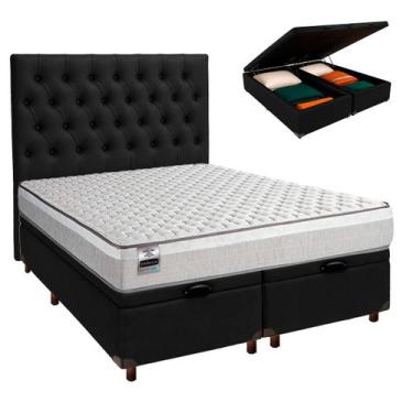 Imagem de Cama + Bau Blindado e Colchão Molas Ensacadas Queen - Hanover Inducol 