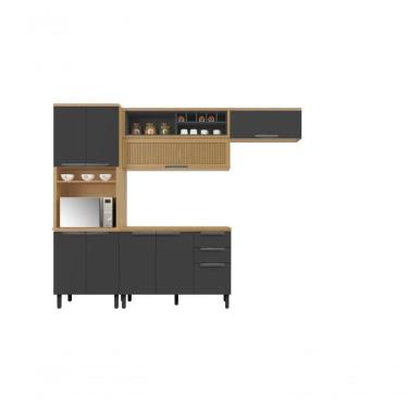 Imagem de Armário De Cozinha Completa 4 Peças 270cm New Porto Grafite Madeira Itatiaia