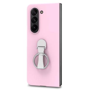 Imagem de HAOMRIYL Capa para Samsung Galaxy Z Fold 7, capa rígida fina de policarbonato com protetor de tela e suporte de anel de dedo de rotação de 360°, capa à prova de choque, rosa, dobra 7