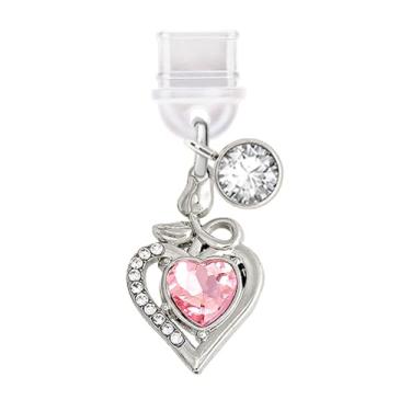 Imagem de ELISE & FONDA Porta de carregamento tipo C TP806, plugue antipoeira, pequeno coração de amor de cristal com pingente de celular rosa para iPhone 15/16/Samsung/OnePlus/Xiaomi/oppo telefones Android