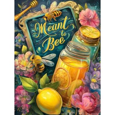 Imagem de PUAGEMTI Kits de pintura de diamante em pote de mel, kits de arte de diamante de abelhas para adultos, 5D, faça você mesmo, artesanato, decoração de parede para casa, presentes, decoração de 30 x 40