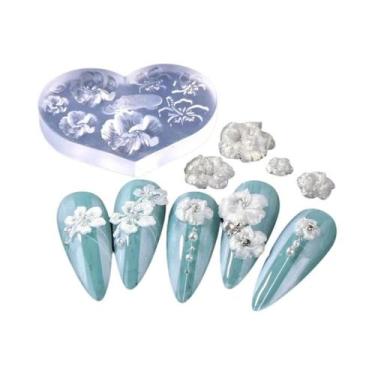 Imagem de Mini Moldes de Silicone 3D para Unhas - Alfabeto, Flores e Pétala Gran