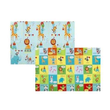 Imagem de Tapete Infantil Bebê Animal Party Dupla Face e Impermeável - Buba