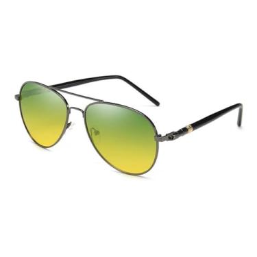 Imagem de Óculos de sol de visão noturna para homens e mulheres, óculos de aviação com lentes amarelas polarizadas UV400, óculos de sol para dirigir, 2 armas, BH01