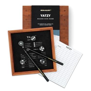 Imagem de Iron & Glory Yatzy Dice Games | Wooden Board Games for Family Night | Coffee Table Decor | Family Board Games for Games Night | 4 Player Games & Wooden Living Room Decor