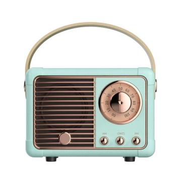 Imagem de Alto-falante Bluetooth QUEQIMU Retro Radio Vintage Decor Blue