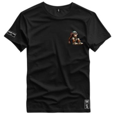 Imagem de Camiseta Coleção The Monkeys PQ Macaco Nerd Shap Life, M, Preto