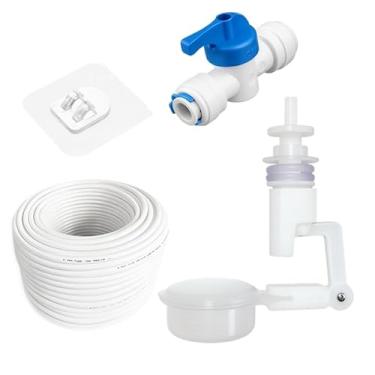 Imagem de Kit Boia Nível + Mangueira + Organizador Adesivo para Mangueiras + Registro de Água Saída ¼ (05 Metros e 05 Adesivos)