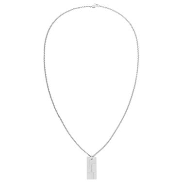 Imagem de Calvin Klein Colar masculino com pingente de grade, aço inoxidável, placa de cachorro - acessório moderno - presente para ele, Standard, Aço inoxidável, Sem Pedra Preciosa