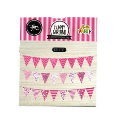 Imagem de Varal De Bandeira Rosa Decorativa de Papel Girl Line 3 Metros - Festas