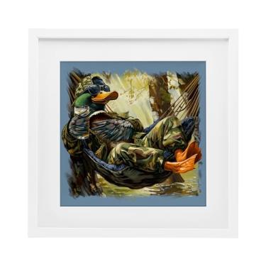 Imagem de Stupell Industries Mallard Hammock in Camo White Framed Print Under Glass design por Jim Baldwin, 13 x 13
