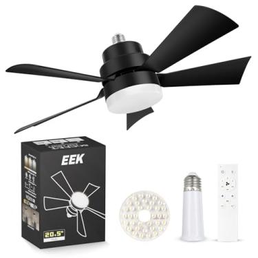 Imagem de EEK Ventilador de luz com design ultra silencioso, ventiladores de teto de 20,5 polegadas com luzes LED e controle remoto, luz de ventilador rosqueada para E26/E27, 3Speeds 3 cores 3000-6500K, 1200