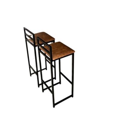 Imagem de Kit 2 Banqueta Alta Baixa Quadrada Estilo Industrial Banco Casa Balcão Cozinha Mesa(Jambo,Baixa (61,7cm))